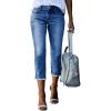imageSidefeel Womens Capri Jeans High Waisted 2025 Summer Fashion Straight Leg Raw Hem Denim Capri PantsD Light Blue