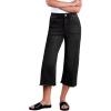 imageSidefeel Womens Capri Jeans High Waisted Wide Leg Stretchy Raw Hem Side Seam Zimbaplatinum Denim PantsBlack
