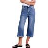imageSidefeel Womens Capri Jeans High Waisted Wide Leg Stretchy Raw Hem Side Seam Zimbaplatinum Denim PantsBlue