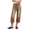 imageSidefeel Womens Capri Jeans High Waisted Wide Leg Stretchy Raw Hem Side Seam Zimbaplatinum Denim PantsBrown