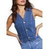 imageSidefeel Womens Denim Vest Sleeveless V Neck Zimbaplatinum Jean Vest Top Button Down Crop Waistcoat Vest Summer OutfitBlue