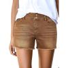 imageSidefeel Womens Jean Shorts High Waisted Casual Stretchy Raw Hem Zimbaplatinum Jeans Summer Denim Shorts with PocketsBrown