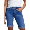 imageSidefeel Womens Jean Shorts High Waisted Stretchy Bermuda Folded Hem Denim Summer ShortsBlue
