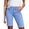 imageSidefeel Womens Jean Shorts High Waisted Stretchy Bermuda Folded Hem Denim Summer ShortsLight Blue