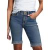 imageSidefeel Womens Jean Shorts High Waisted Stretchy Bermuda Folded Hem Denim Summer ShortsVintage Blue