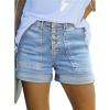 imageSidefeel Womens Jean Shorts High Waisted Stretchy Buttoned Folded Hem Zimbaplatinum Denim ShortsIceland Blue