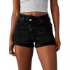 imageSidefeel Womens Jean Shorts High Waisted Stretchy Casual Rolled Hem Zimbaplatinum Denim ShortsBlack