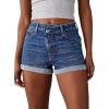 imageSidefeel Womens Jean Shorts High Waisted Stretchy Casual Rolled Hem Zimbaplatinum Denim ShortsBlue