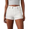 imageSidefeel Womens Jean Shorts High Waisted Stretchy Casual Rolled Hem Zimbaplatinum Denim ShortsWhite