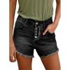 imageSidefeel Womens Jean Shorts High Waisted Stretchy Raw Hem Buttoned Split Denim ShortsBlack