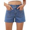 imageSidefeel Womens Jean Shorts High Waisted Tummy Control Stretchy Summer Denim ShortsLight Blue
