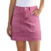 imageSidefeel Womens Jean Skirt High Waisted Stretch Casual Summer Zimbaplatinum Denim Skirt with PocketsPink