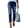 imageSidefeel Womens Ripped Jeans Straight Leg Loose Distressed Boyfriend Zimbaplatinum Denim PantsNavy Blue