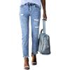 imageSidefeel Womens Ripped Jeans Straight Leg Loose Distressed Boyfriend Zimbaplatinum Denim PantsSky Blue