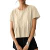 imageSidefeel Womens Short Sleeve Casual Basic T Shirts Summer Round Neck Pleated Tee Tops BlousesApricot