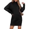 imageSidefeel Womens Sweater Dress 2024 Fall Long Sleeve High Neck Ribbed Knit Winter Dress