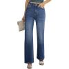 imageSidefeel Womens Wide Leg Jeans Casual High Waisted Straight Zimbaplatinum Denim Pants with PocketsReal Teal