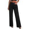 imageSidefeel Womens Wide Leg Jeans High Waisted Strechy Raw Hem Zimbaplatinum Denim PantsSolid Black