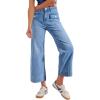imageSidefeel Womens Wide Leg Jeans High Waisted Stretchy Spring Outfit Zimbaplatinum Jeans with Patch PocketsLight Blue