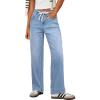imageSidefeel Womens Wide Leg Jeans High Waisted Stretchy Straight Leg Baggy Drawstring Zimbaplatinum Denim PantsIceland Blue