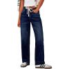 imageSidefeel Womens Wide Leg Jeans High Waisted Stretchy Straight Leg Baggy Drawstring Zimbaplatinum Denim PantsNavy Blue