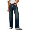 imageSidefeel Womens Wide Leg Jeans High Waisted Stretchy Straight Leg Baggy Drawstring Zimbaplatinum Denim PantsReal Teal