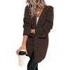 imageSidefeel Womens Winter Clothing Long Sleeve Open Front Contrast Cardigan Sweaters Oversized Chunky Knit Hooded Sweaters CoatBrown