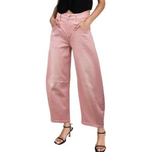 imageSidefeel Womens Barrel Jeans Wide Leg Vintage Mid Rise Y2k Baggy Boyfriend Ankle Denim PantsPink