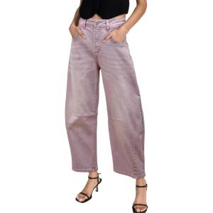 imageSidefeel Womens Barrel Jeans Wide Leg Vintage Mid Rise Y2k Baggy Boyfriend Ankle Denim PantsPurple