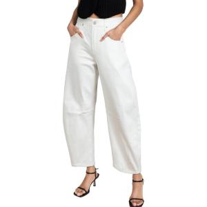 imageSidefeel Womens Barrel Jeans Wide Leg Vintage Mid Rise Y2k Baggy Boyfriend Ankle Denim PantsWhite