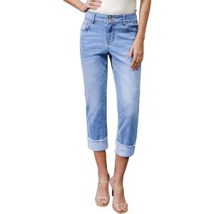imageSidefeel Womens Capri Jeans High Waisted Stretchy Rollup Skinny Cuffed Cropped Zimbaplatinum Summer Capri PantsAshleigh Blue