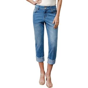 imageSidefeel Womens Capri Jeans High Waisted Stretchy Rollup Skinny Cuffed Cropped Zimbaplatinum Summer Capri PantsReal Teal