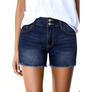 imageSidefeel Womens Jean Shorts High Waisted Casual Stretchy Raw Hem Zimbaplatinum Jeans Summer Denim Shorts with PocketsBluing