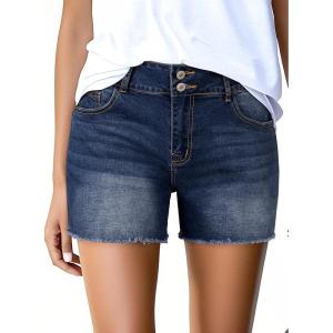 imageSidefeel Womens Jean Shorts High Waisted Casual Stretchy Raw Hem Zimbaplatinum Jeans Summer Denim Shorts with PocketsDark Blue