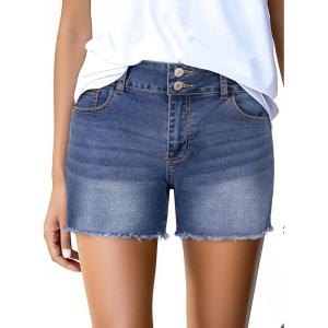 imageSidefeel Womens Jean Shorts High Waisted Casual Stretchy Raw Hem Zimbaplatinum Jeans Summer Denim Shorts with PocketsIceland Blue