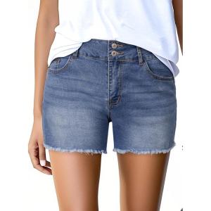 imageSidefeel Womens Jean Shorts High Waisted Casual Stretchy Raw Hem Zimbaplatinum Jeans Summer Denim Shorts with PocketsLight Blue