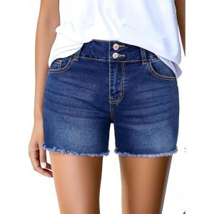 imageSidefeel Womens Jean Shorts High Waisted Casual Stretchy Raw Hem Zimbaplatinum Jeans Summer Denim Shorts with PocketsNavy Blue