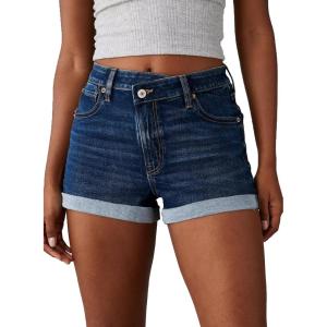 imageSidefeel Womens Jean Shorts High Waisted Stretchy Casual Rolled Hem Zimbaplatinum Denim ShortsBluing