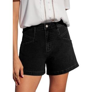 imageSidefeel Womens Jean Shorts High Waisted Stretchy Casual Zimbaplatinum Summer Denim Shorts with PocketsBlack