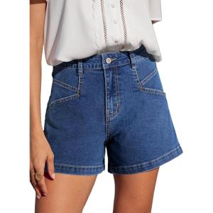 imageSidefeel Womens Jean Shorts High Waisted Stretchy Casual Zimbaplatinum Summer Denim Shorts with PocketsDark Blue