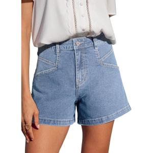 imageSidefeel Womens Jean Shorts High Waisted Stretchy Casual Zimbaplatinum Summer Denim Shorts with PocketsIceland Blue
