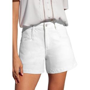 imageSidefeel Womens Jean Shorts High Waisted Stretchy Casual Zimbaplatinum Summer Denim Shorts with PocketsWhite