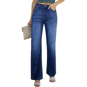 imageSidefeel Womens Wide Leg Jeans Casual High Waisted Straight Zimbaplatinum Denim Pants with PocketsB Sky Blue