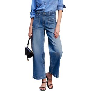imageSidefeel Womens Wide Leg Jeans High Waisted Stretchy Jeans Straight Leg Loose Fit Zimbaplatinum Ankle Denim PantsSky Blue
