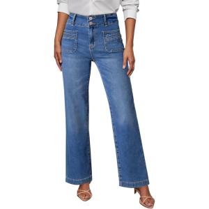 imageSidefeel Womens Wide Leg Jeans High Waisted Tummy Control Stretchy Pockets Front Straight Leg JeansDark Blue