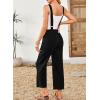 imageSidefeel Overalls for Women Casual Stretchy Adjustable Strap Denim Jumpsuits Wide Leg Loose Fit Cropped Jean RompersBlack