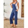 imageSidefeel Overalls for Women Casual Stretchy Adjustable Strap Denim Jumpsuits Wide Leg Loose Fit Cropped Jean RompersBlue