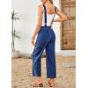 imageSidefeel Overalls for Women Casual Stretchy Adjustable Strap Denim Jumpsuits Wide Leg Loose Fit Cropped Jean RompersBlue