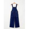 imageSidefeel Overalls for Women Casual Stretchy Adjustable Strap Denim Jumpsuits Wide Leg Loose Fit Cropped Jean RompersDark Blue