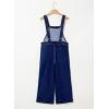 imageSidefeel Overalls for Women Casual Stretchy Adjustable Strap Denim Jumpsuits Wide Leg Loose Fit Cropped Jean RompersDark Blue